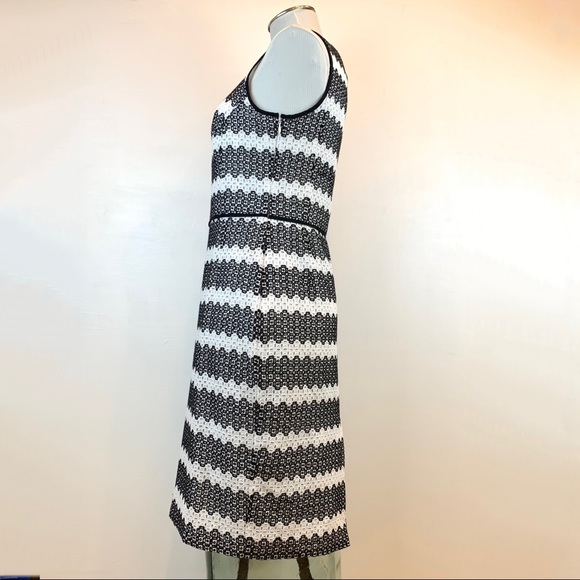 Pure Collection Sleeveless Midi Knee Length Dress. Size 6. Black & White Eyelet - Picture 9 of 11